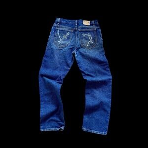 Vintage 90's Lee Riders Denim Dark Wash Jeans Straight Sz 29x30 Custom Pocket